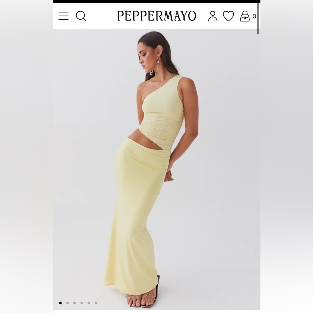 Peppermayo Lemon One-Shoulder Cutout yellow Dress